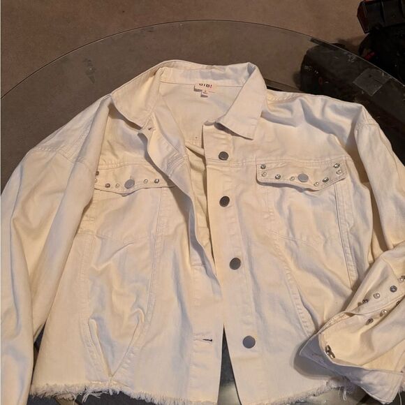 BiBi Women's Cream Bling Denim Jacket - Picture 1 of 5